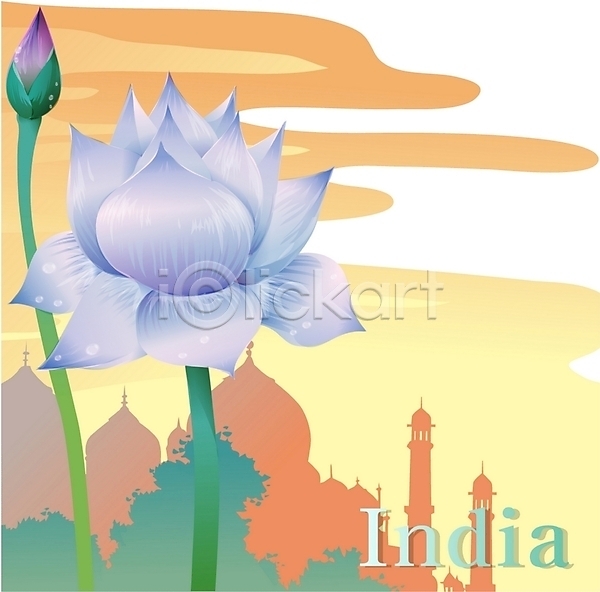 사람없음 EPS 일러스트 건축 국화 꽃 나라 나라꽃 세계문화유산 식물 야외 여름꽃 여행 연꽃(꽃) 이슬람교 인도(나라) 인도문화 자연 컬러 클립아트 타지마할 파란색 흰색