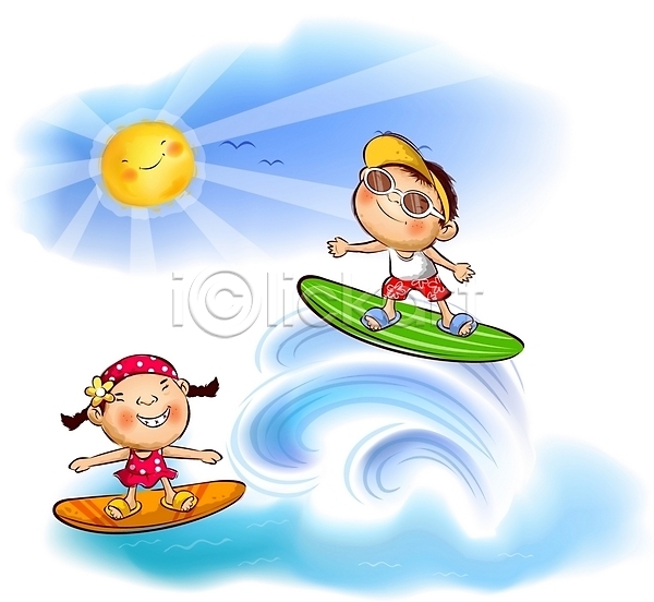 남자 두명 사람 소녀(어린이) 소년 어린이 어린이만 여자 EPS 일러스트 갈매기 계절 놀이 대서 바다 바캉스 보드(스포츠) 사계절 서핑 선글라스 수영복 야외 어린이라이프 여름(계절) 여름휴가 자연 주간 태양