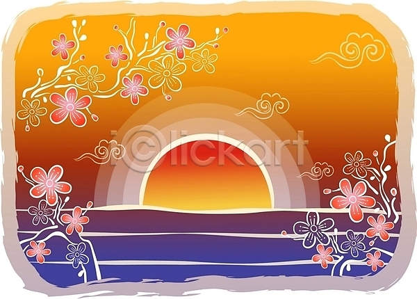 사람없음 EPS 일러스트 구름(자연) 꽃 노을 매화 명절 바다 백그라운드 새해 설날 야외 연하장 일출 자연요소 전통 전통문양 주간 태양 풍경(경치) 한국 해
