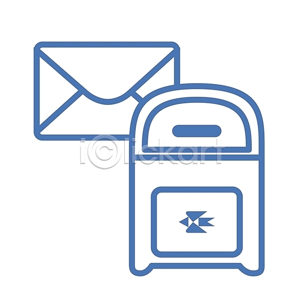 사람없음 EPS 심볼아이콘 아이콘 심볼 오브젝트 우체국(기관) 우체통 우편물 컬러 파란색 편지