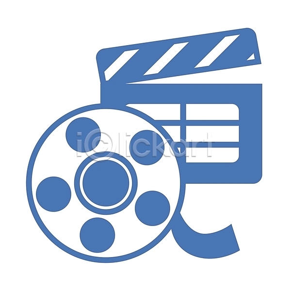 사람없음 EPS 심볼아이콘 아이콘 심볼 영화 영화촬영 오브젝트 컬러 클래퍼보드 파란색 필름