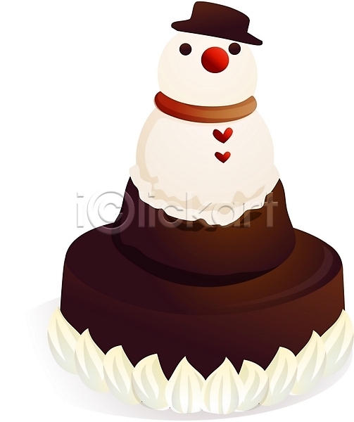 사람없음 EPS 일러스트 눈사람 음식 초코케이크 케이크 크리스마스 파티