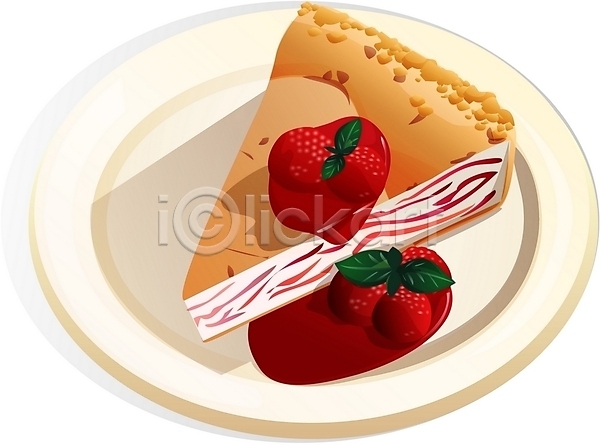 사람없음 EPS 일러스트 디저트 음식 접시 조각케이크 케이크 파이(빵)