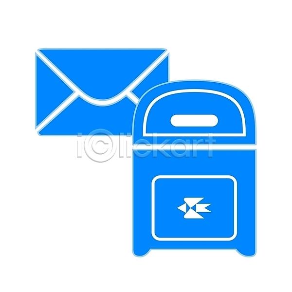 사람없음 EPS 심볼아이콘 아이콘 심볼 오브젝트 우체국(기관) 우체통 우편물 컬러 파란색 편지