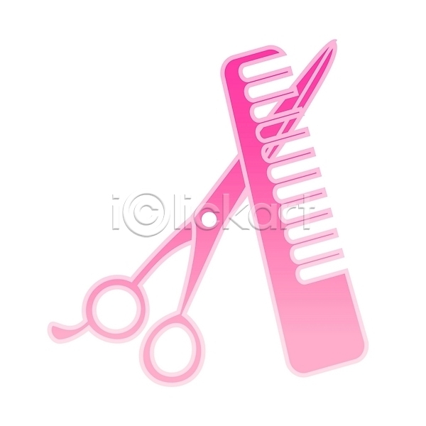 사람없음 EPS 심볼아이콘 아이콘 가위(도구) 머리빗 미용사 미용실 분홍색 뷰티 생활용품 심볼 컬러 헤어용품