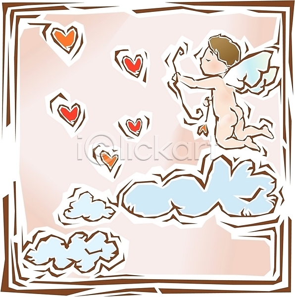 사랑 아기 EPS 일러스트 가상인물 구름(자연) 기독교 도장 종교 천사 큐피드 클립아트 판화 화살