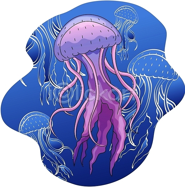사람없음 EPS 일러스트 동물 바다 바닷속 야생동물 자포동물 클립아트 한마리 해파리