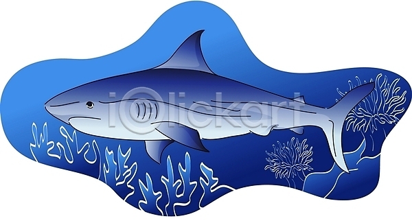 사람없음 EPS 일러스트 동물 바닷속 상어 야생동물 어류 척추동물 클립아트 한마리