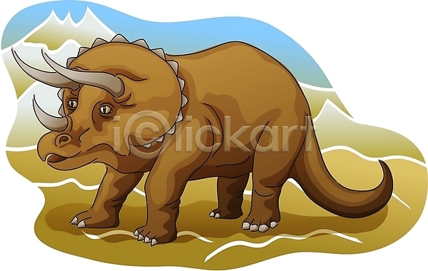 사람없음 EPS 일러스트 공룡 공룡캐릭터 동물 야생동물 주간 척추동물 캐릭터 클립아트 트리케라톱스 파충류 한마리