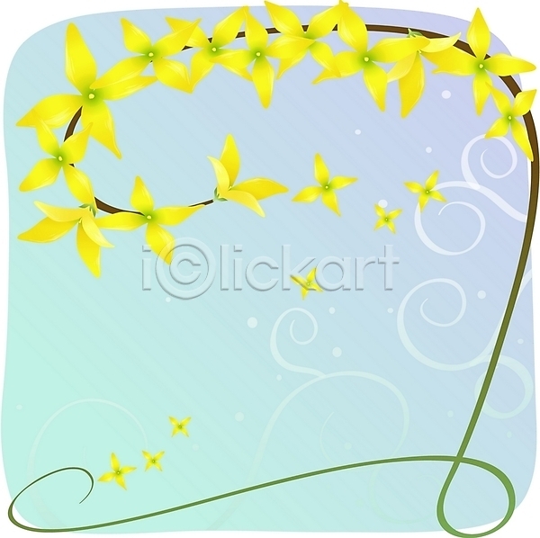 사람없음 EPS 일러스트 개나리 꽃 노란색 백그라운드 봄꽃 식물 자연 줄기 컬러 클립아트