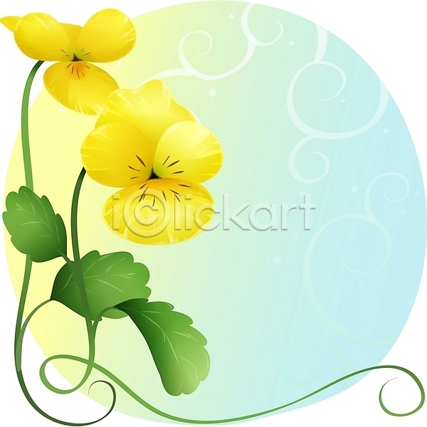 사람없음 EPS 일러스트 꽃 노란색 백그라운드 봄꽃 식물 잎 자연 줄기 컬러 클립아트 팬지