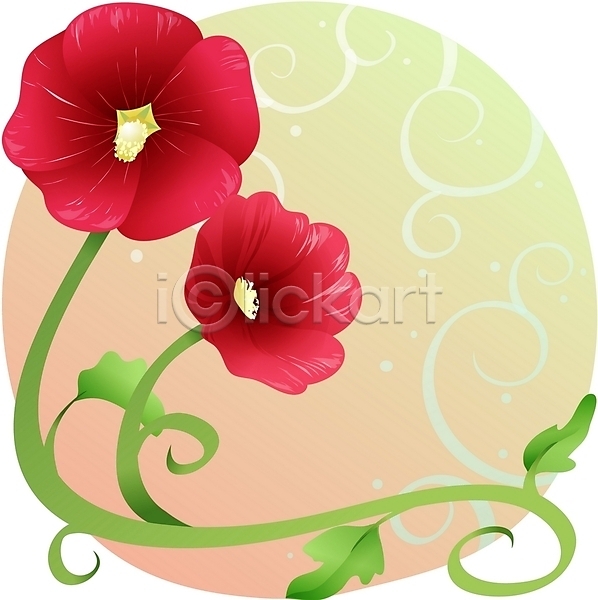 사람없음 EPS 일러스트 꽃 백그라운드 빨간색 식물 여름꽃 자연 접시꽃 줄기 컬러 클립아트