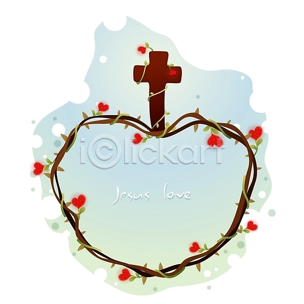 사랑 사람없음 EPS 기독교아이콘 아이콘 가시면류관 기독교 기독교용품 꽃 십자가 종교 종교용품 하트
