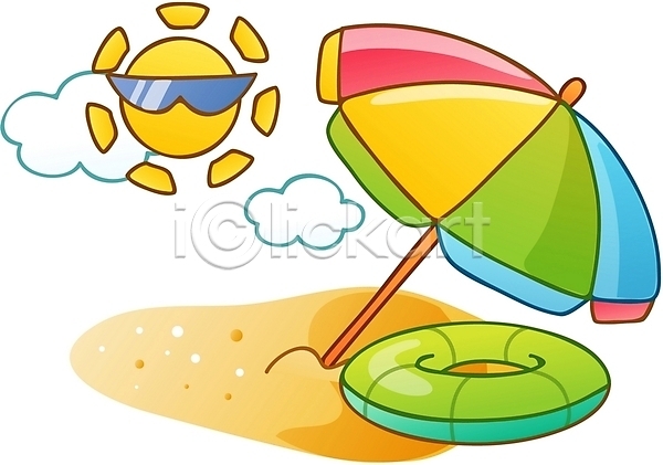 휴식 사람없음 EPS 아이콘 큐티아이콘 계절 구름(자연) 날씨 더위 모래 바캉스 여름(계절) 여름휴가 여행 자연 태양 튜브 파라솔 풍경(경치) 해변