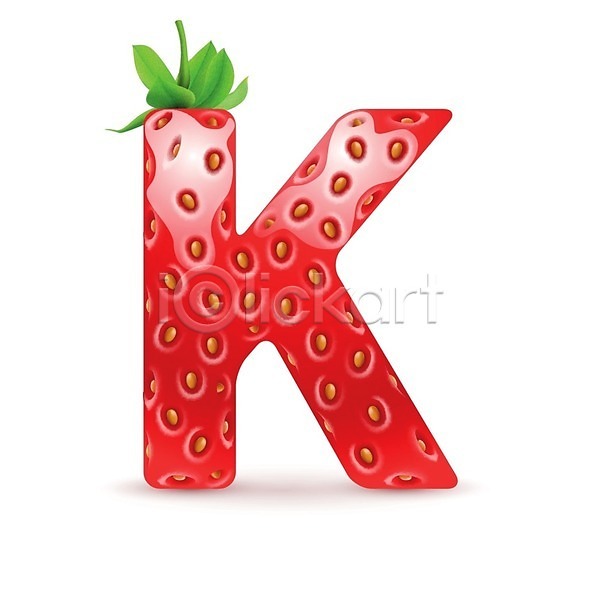 사람없음 EPS 일러스트 해외이미지 K 대문자 딸기 맛있는 모양 빨간색 알파벳 텍스트 해외202004