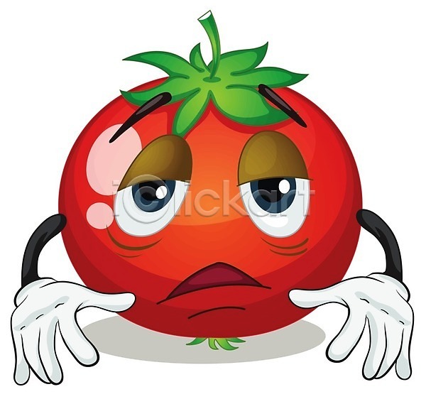 사람없음 EPS 일러스트 해외이미지 빨간색 음식캐릭터 클립아트 토마토 해외202004