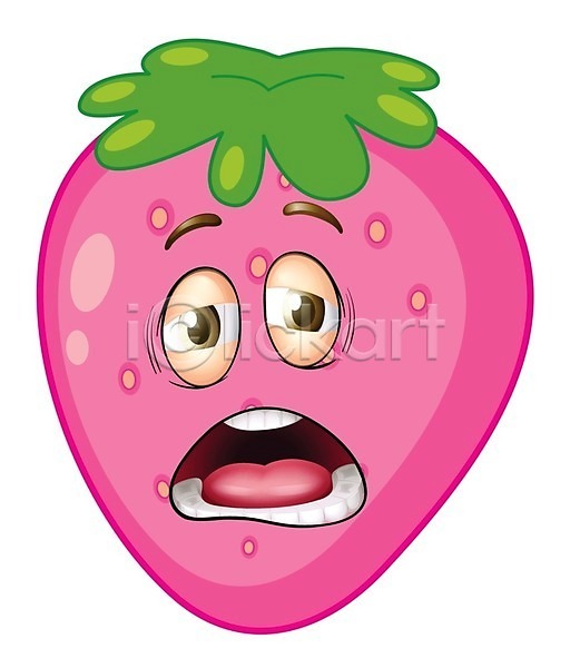 사람없음 EPS 일러스트 해외이미지 딸기 분홍색 음식캐릭터 클립아트 해외202004