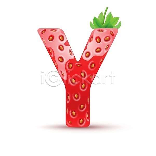 사람없음 EPS 일러스트 해외이미지 Y 대문자 딸기 맛있는 모양 빨간색 알파벳 텍스트 해외202004