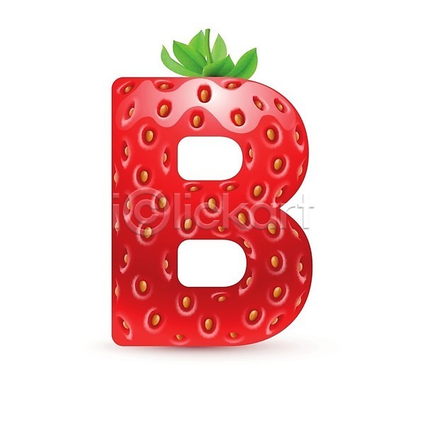 사람없음 EPS 일러스트 해외이미지 B 대문자 딸기 맛있는 모양 빨간색 알파벳 텍스트 해외202004