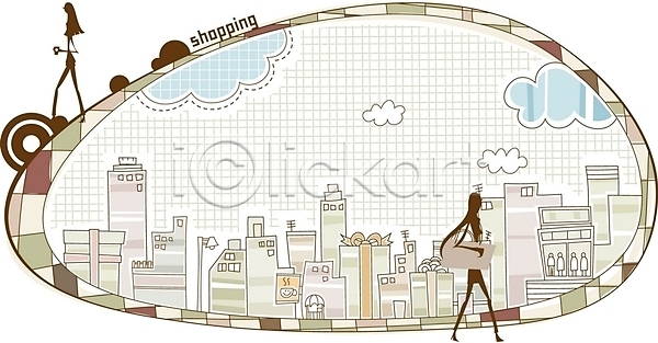 두명 사람없음 여자 여자만 EPS 실루엣 일러스트 건물 건축 구름(자연) 그림자 도시 문양 백그라운드 빌딩 쇼핑 시설물 현대건축