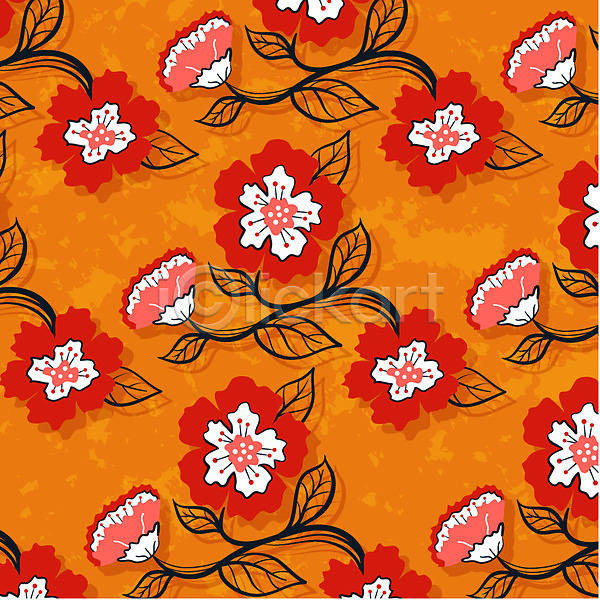 사람없음 EPS 일러스트 꽃 꽃무늬 무늬 문양 백그라운드 빨간색 식물패턴 패턴