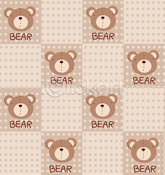 사람없음 EPS 일러스트 곰 곰인형 동물 머리 무늬 문양 물방울무늬 백그라운드 패턴