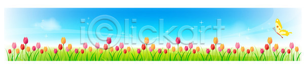 배너템플릿 템플릿 가로배너 계절 구름(자연) 꽃 나비 봄 봄꽃 사계절 식물 자연 장미 초원(자연) 튤립 하늘