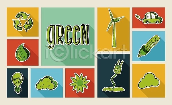 사람없음 EPS 웹아이콘 일러스트 해외이미지 백그라운드 세트 손 에너지 에코 재활용 지구 책 초록색 해외202004 환경