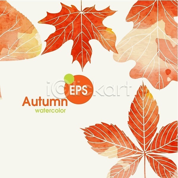 사람없음 EPS 일러스트 해외이미지 가을(계절) 단풍 백그라운드 빨간색 수채화(물감) 식물 잎 자연 해외202004