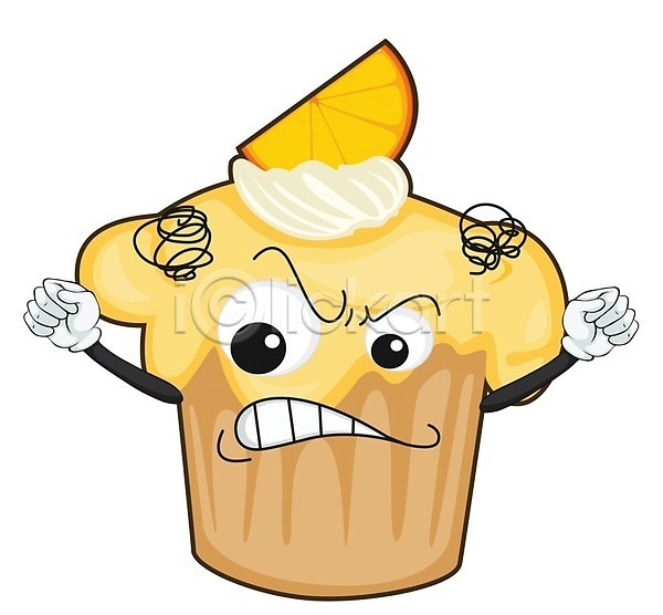 분노 사람없음 EPS 일러스트 해외이미지 디저트 맛있는 음식캐릭터 컵케이크 클립아트 해외202004