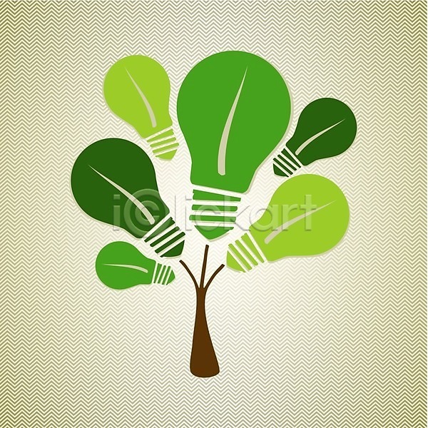 아이디어 사람 사람없음 EPS 일러스트 해외이미지 나무 나뭇가지 백그라운드 빛 에너지 에코 재활용 전구 지구 초록색 친환경 해외202004 환경
