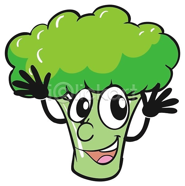행복 사람없음 EPS 일러스트 해외이미지 미소(표정) 브로콜리 음식캐릭터 초록색 클립아트 해외202004