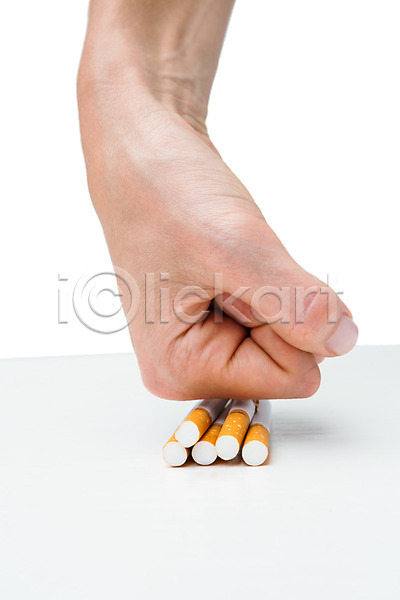 사람없음 신체부위 JPG 포토 해외이미지 금연 담배 담배꽁초 손 주먹 해외202004 흰배경