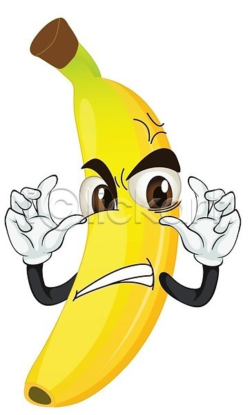 분노 사람없음 EPS 일러스트 해외이미지 미소(표정) 바나나 손들기 음식캐릭터 클립아트 해외202004