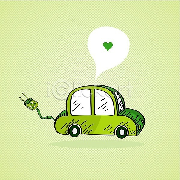 사랑 사람없음 EPS 일러스트 해외이미지 백그라운드 손 에너지 에코 자동차 재활용 철사 초록색 플러그 하트 해외202004 환경 흰색