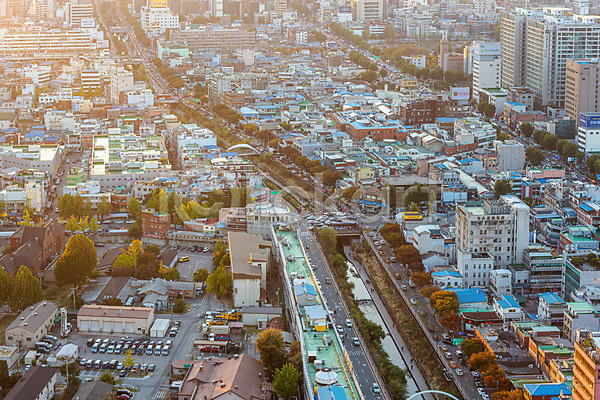 사람없음 JPG 포토 하이앵글 건물 국내여행 도로 도시 도시풍경 서울 야외 전경 종로 주간 청계천 풍경(경치) 한국