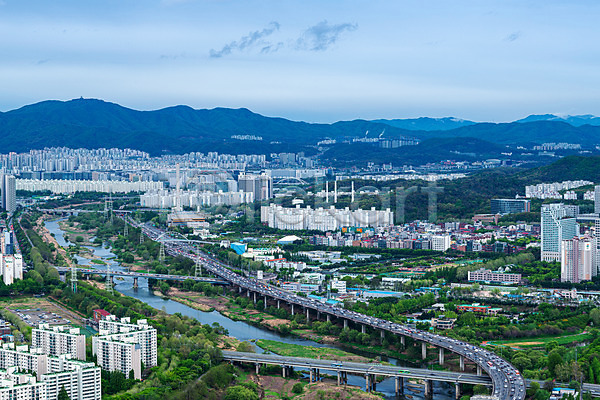사람없음 JPG 포토 국내여행 도로 도시 도시풍경 서울 야외 전경 주간 탄천 풍경(경치) 하늘 한국