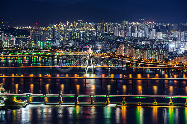 사람없음 JPG 포토 건물 국내여행 다리(건축물) 도시 도시풍경 빛 서울 야경 야외 올림픽대로 잠실 전경 풍경(경치) 한강 한강다리 한국