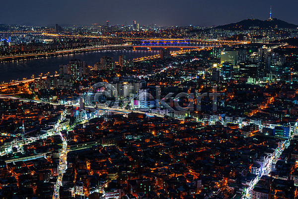 사람없음 JPG 포토 건물 국내여행 남산타워 도시 도시풍경 빌딩 서울 야경 야외 전경 풍경(경치) 한강 한강다리 한국