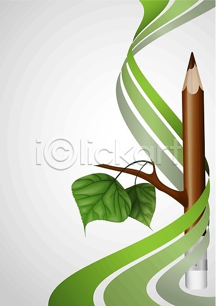 아이디어 사람없음 EPS 일러스트 해외이미지 기록 나무 나뭇가지 문구용품 비즈니스 새싹 식물 에코 연필 잎 초록색 해외202004 환경