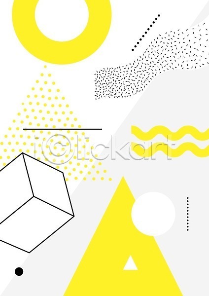 사람없음 EPS 일러스트 템플릿 해외이미지 검은색 그래픽 기하학 노란색 디자인 멤피스디자인 모양 백그라운드 선 원형 장식 점 추상 팝 패턴 포스터 해외202004 흰색