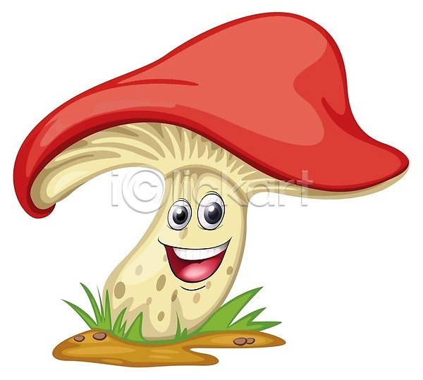 행복 사람없음 EPS 일러스트 해외이미지 미소(표정) 버섯 빨간색 음식캐릭터 클립아트 해외202004