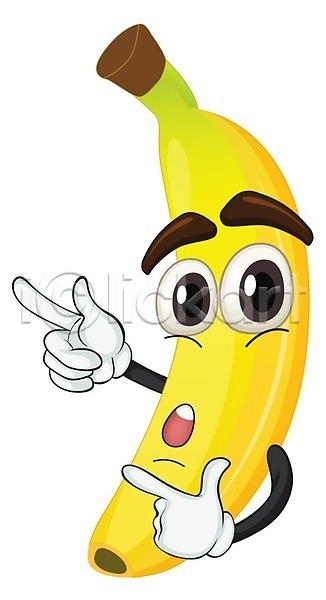 행복 사람없음 EPS 일러스트 해외이미지 가리킴 노란색 바나나 음식캐릭터 클립아트 해외202004