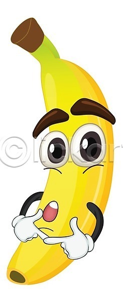 사람없음 EPS 일러스트 해외이미지 노란색 바나나 음식캐릭터 클립아트 해외202004