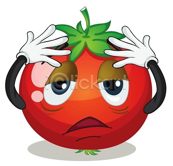 피곤 사람없음 EPS 일러스트 해외이미지 빨간색 음식캐릭터 클립아트 토마토 해외202004