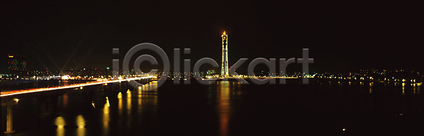 사람없음 JPG 포토 63빌딩 건물 다리(건축물) 도시 서울 야간 야경 야외 자연 파노라마 풍경(경치) 한강 한국