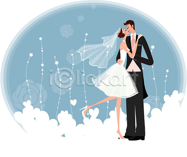 사랑 행복 남자 두명 사람 여자 EPS 일러스트 결혼 드레스 웨딩드레스 장미 정장 커플 키스 턱시도 패턴 하트