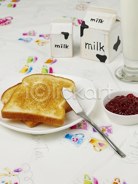 사람없음 JPG 포토 디저트 딸기잼 빵 식빵 실내 우유 음식 잼 제빵 토스트