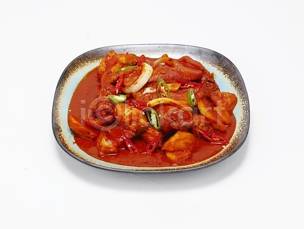 사람없음 JPG 포토 그릇 누끼 닭감자탕 닭볶음탕 매운맛 스튜디오촬영 요리 음식 접시 한식