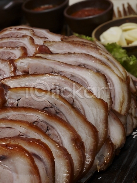 사람없음 JPG 근접촬영 아웃포커스 포토 돼지고기 마늘 실내 쌈장 야식 음식 족발 한식